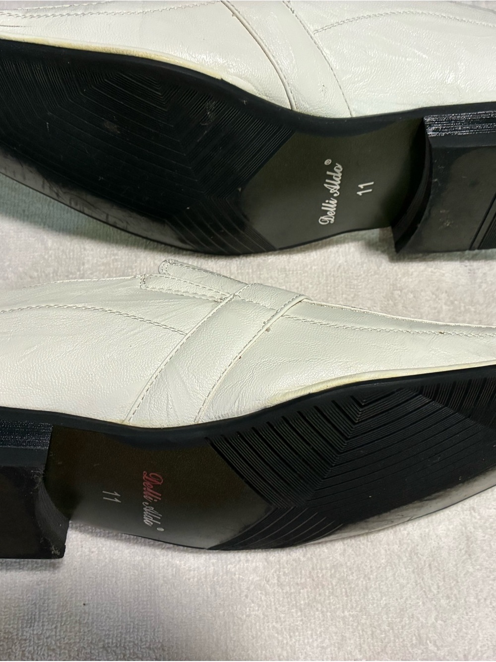 Delli Aldo Felipe Men's White Leather Slip-On Loafers with Silver Buckle Accent - Picture 5 of 13